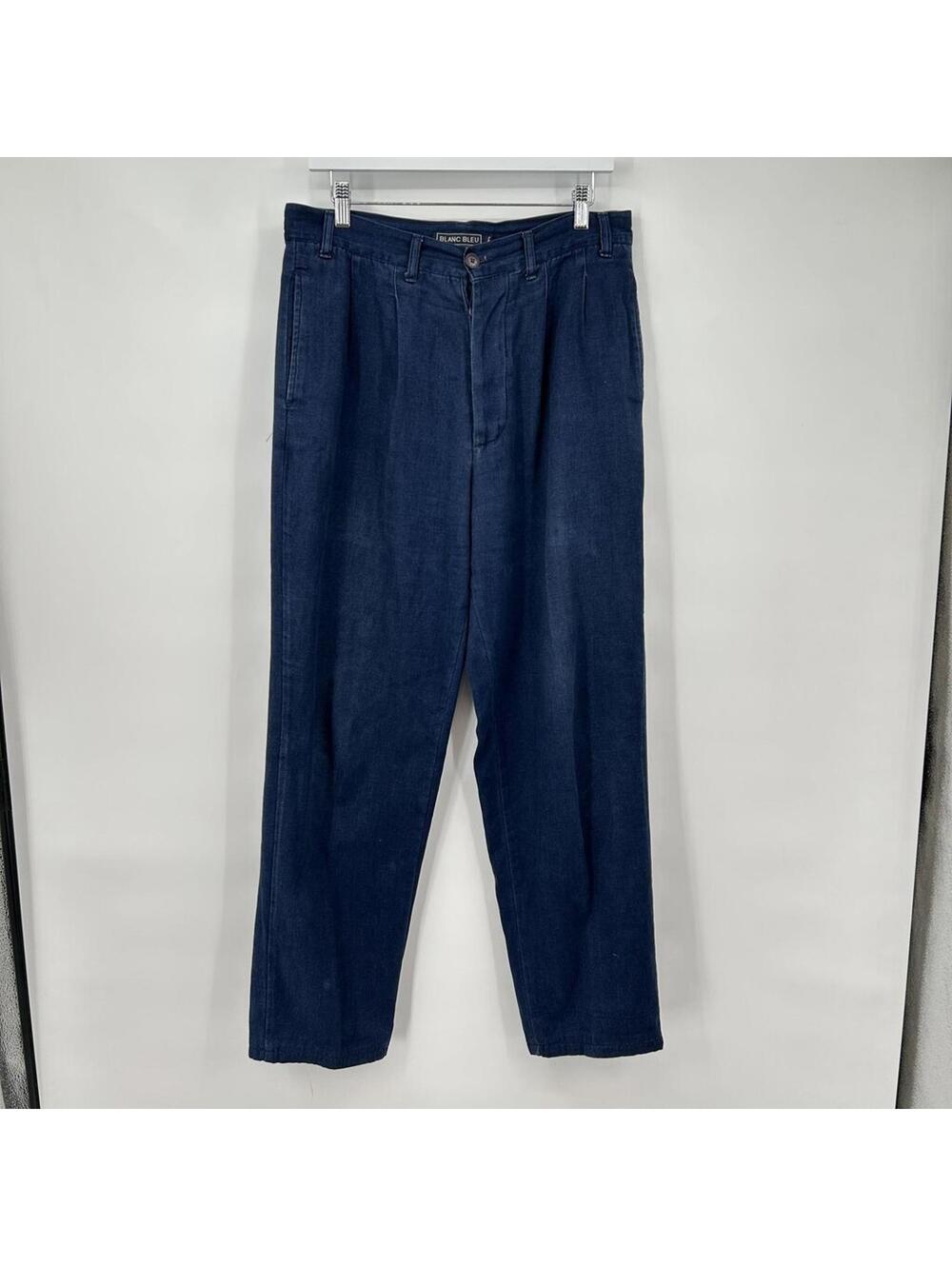 Women's Blanc Bleu Chambray Relaxed Tapered Trousers Dark Blue Pants EU42/US31